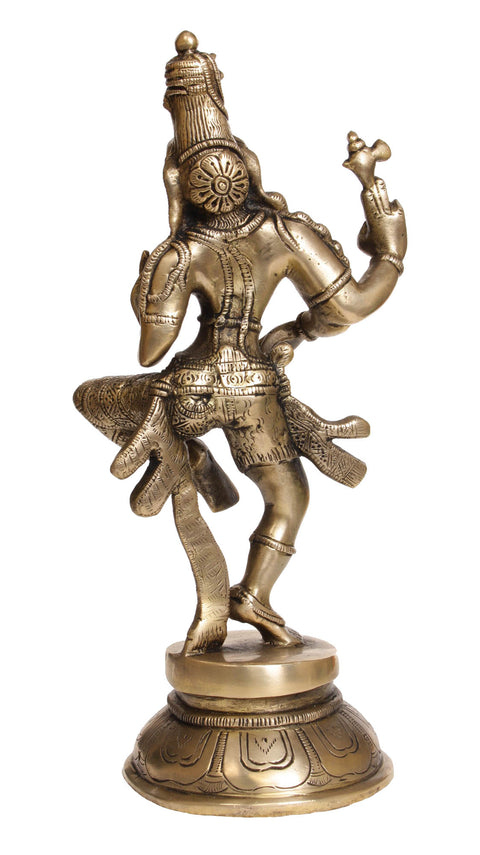 12" Dancing Ardhanarishvara Brass Sculpture | Shiva Shakti Statue