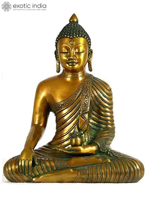 14" Buddha Shakyamuni Bhumisparsha Mudra Brass Handmade Statue