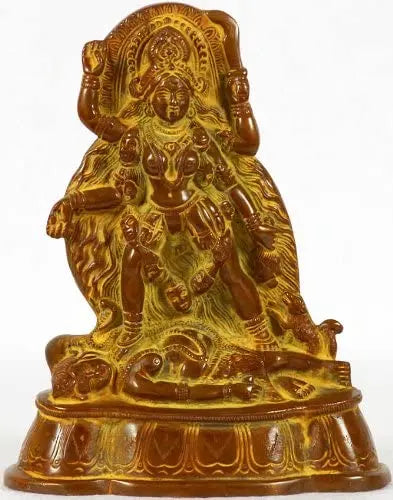 7" Handmade Mother Goddess Kali Brass Idol for Pooja