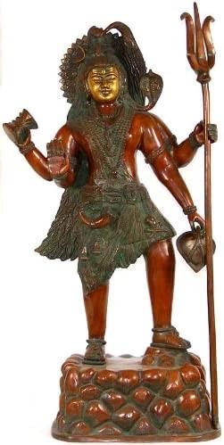 27" Lord Shiva on Symbolic Mount Kailash In Brass | Handmade | Made In India