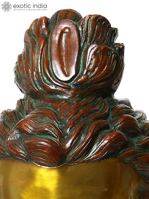 24" Large Buddha Head Brass Idol | Handmade Brass Sculpture