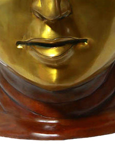 24" Large Buddha Head Brass Idol | Handmade Brass Sculpture