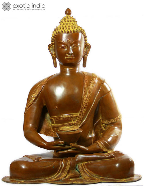 28" Large Brass Yoga-murti Buddha Idol Handmade Statue