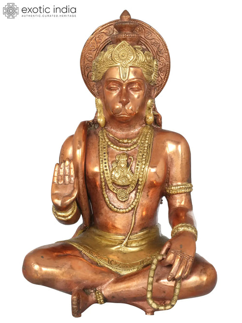 11" Blessing Hanuman Brass Statue for Hindu Pooja