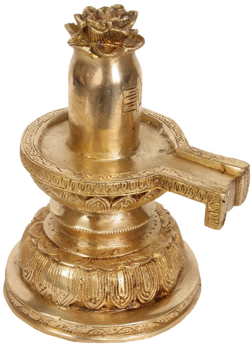 6" Brass Shiva Linga Idol with Lotus Base Handmade