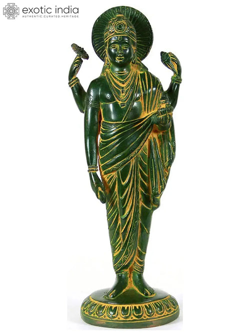 12" Dhanvantari Brass Statue Holding Vase of Immortality Handmade