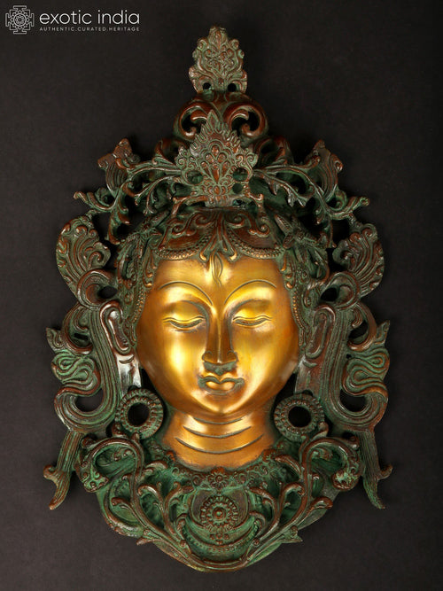 12" Brass Buddhist Goddess Tara Wall Hanging Mask Handmade