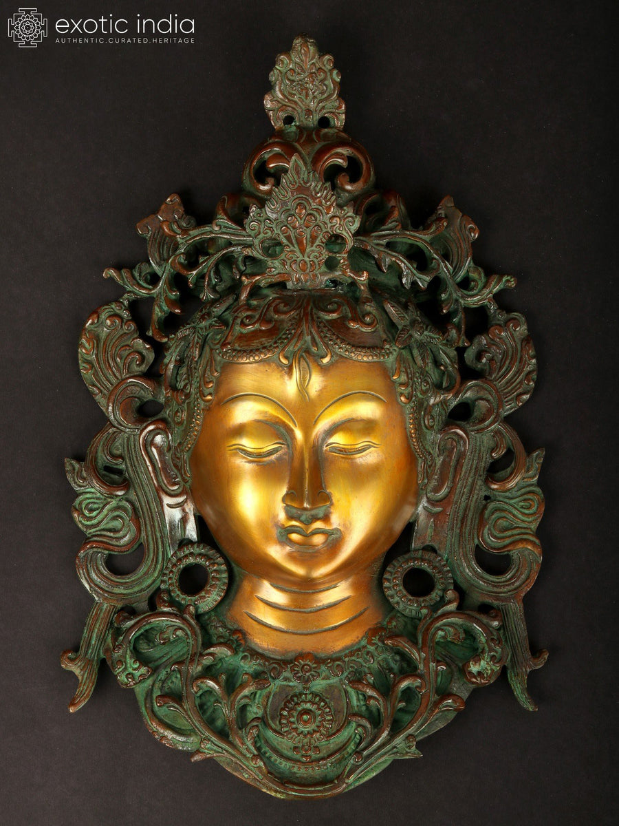 12" Brass Buddhist Goddess Tara Wall Hanging Mask Handmade