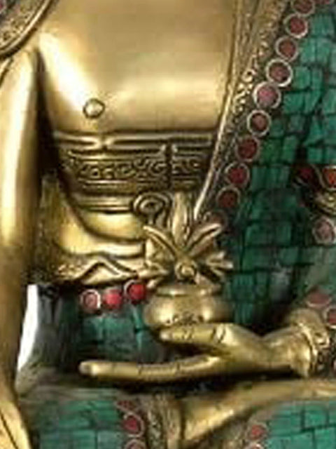 12" Tibetan Buddhist Deity Medicine Buddha Brass Statue | Handmade | Made in India