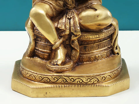 8" Seated Hanuman Brass Statue | Handmade Hindu God Figurine