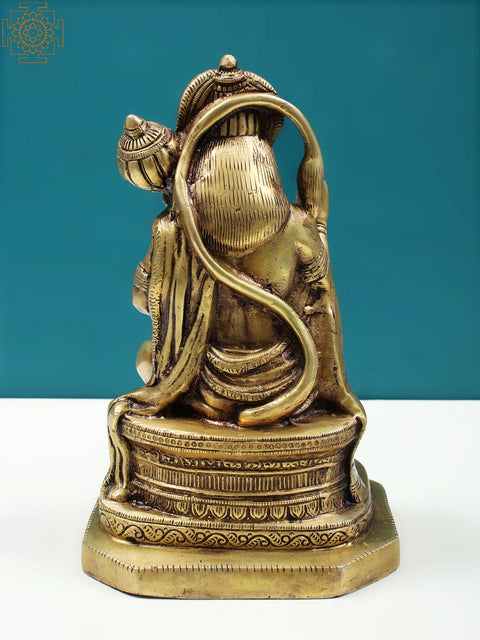 8" Seated Hanuman Brass Statue | Handmade Hindu God Figurine
