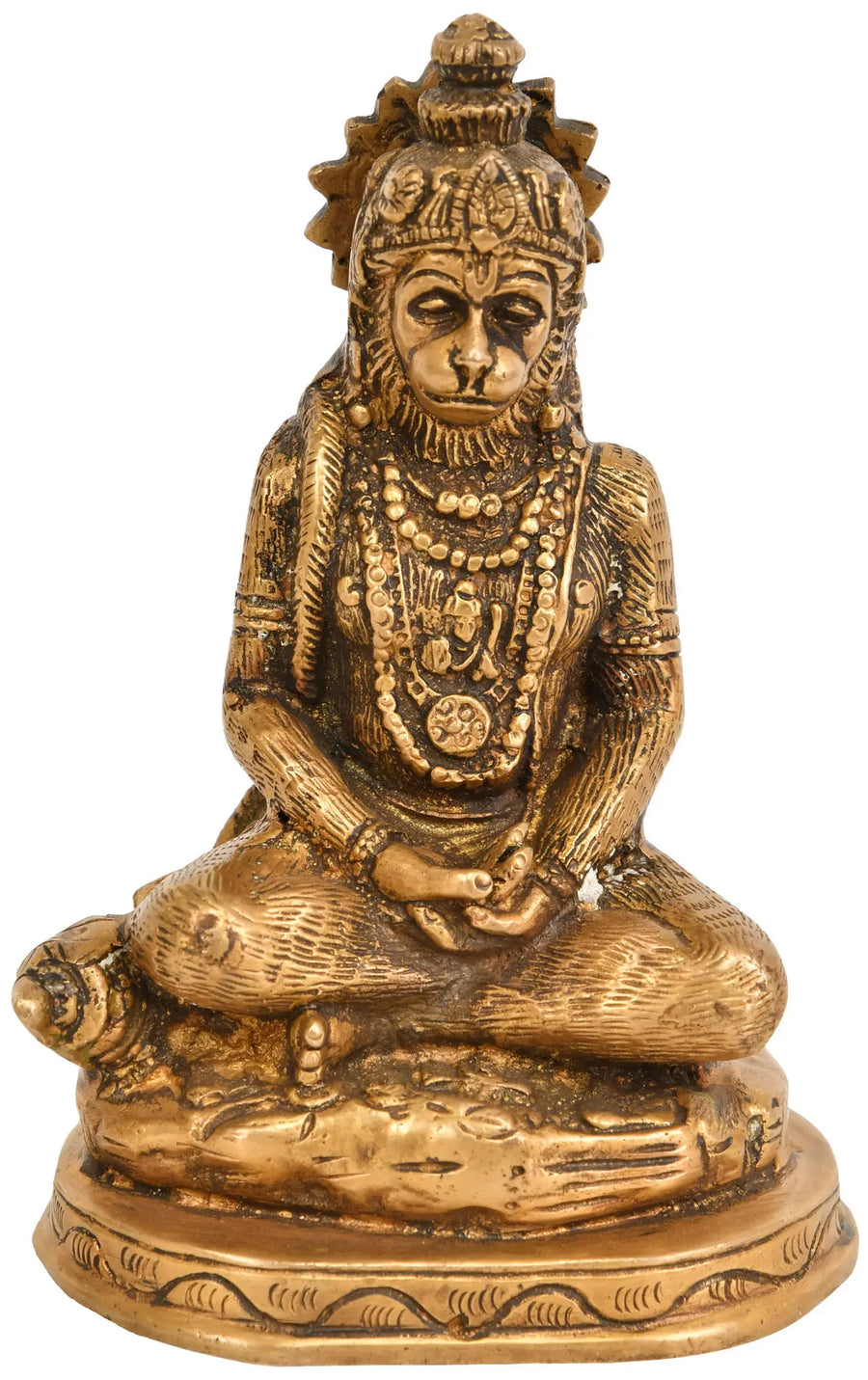 5" Brass Lord Hanuman Statue in Dhyana Mudra Handmade