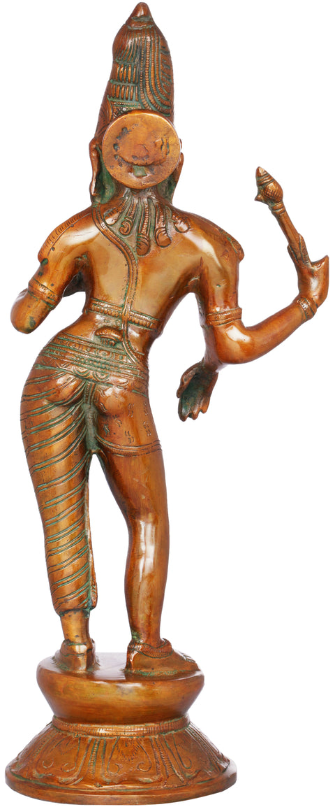 14" Ardhanarishvara Brass Statue | Handmade Shiva Shakti Idol