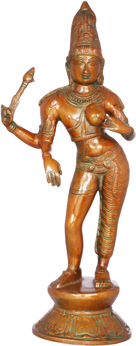 14" Ardhanarishvara Brass Statue | Handmade Shiva Shakti Idol