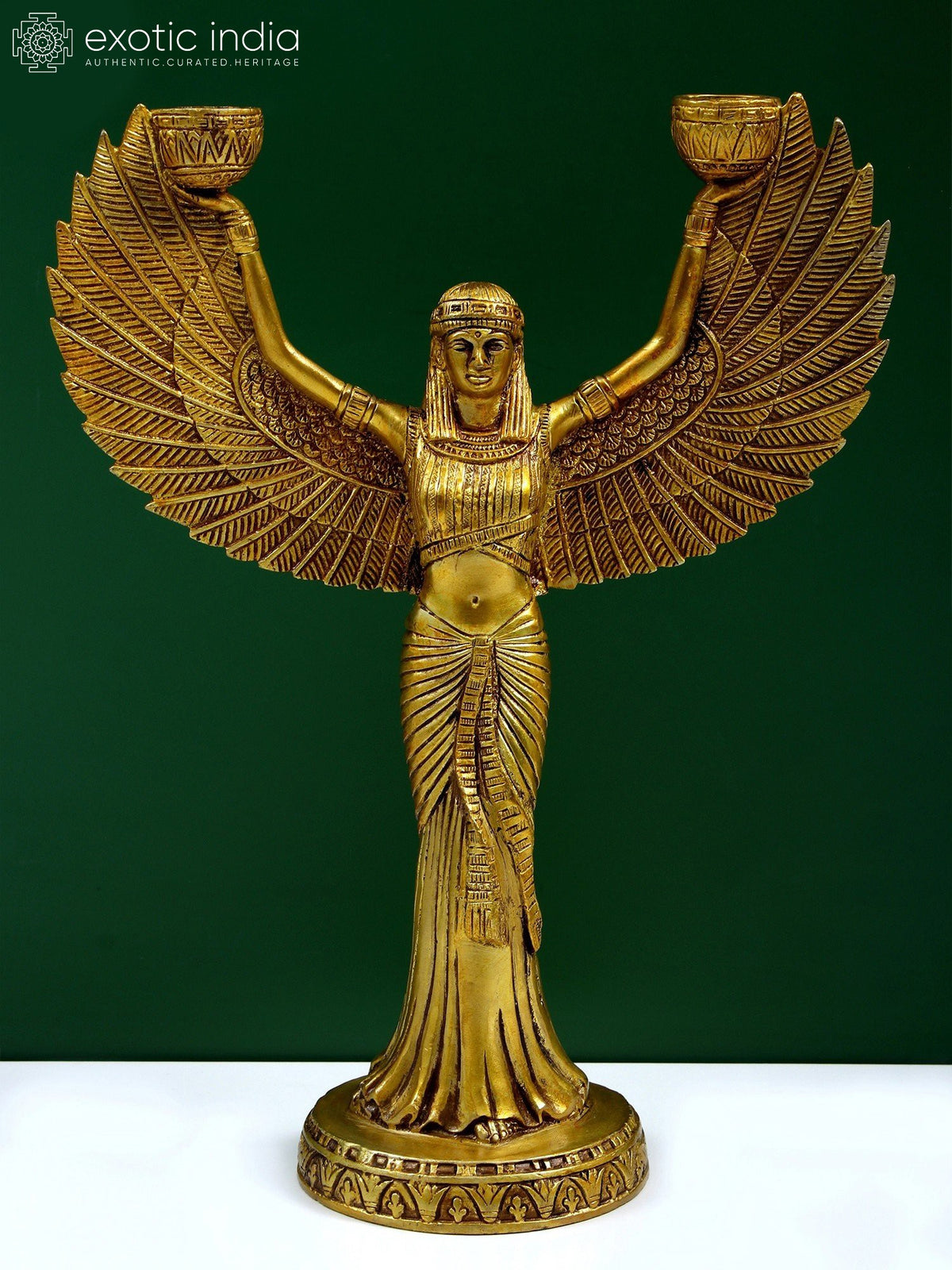 12" Goddess Isis In Brass | Handmade | Made In India