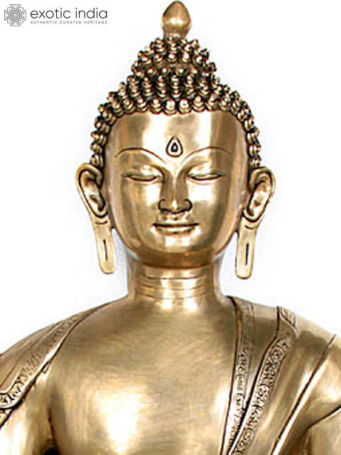 38" Large Medicine Buddha Brass Statue | Tibetan Buddhist Deity Idol