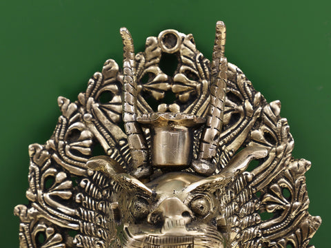 7" Brass Yamantaka Mask Wall-Hanging Candle Stand