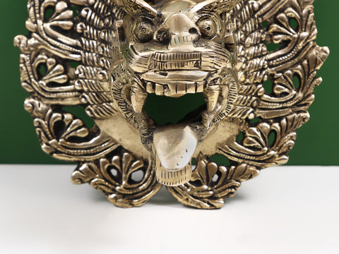 7" Brass Yamantaka Mask Wall-Hanging Candle Stand