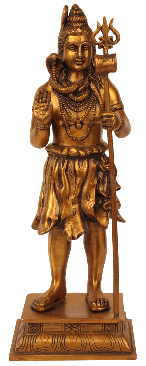 14" Lord Shiva Brass Statue | Home Temple Idol
