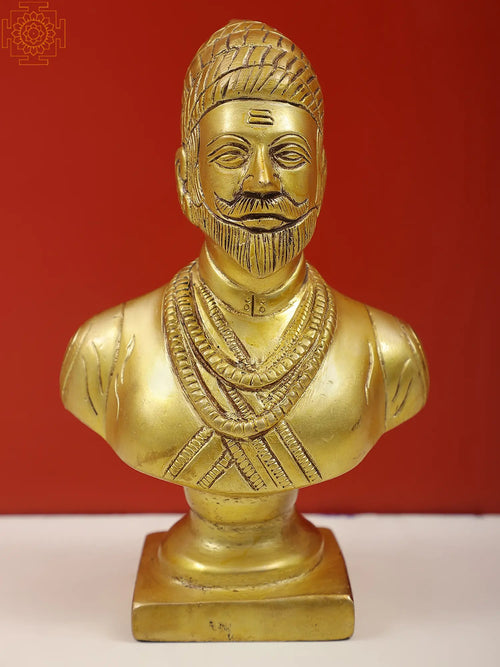 6" Chhatrapati Shivaji Brass Bust Statue Handmade
