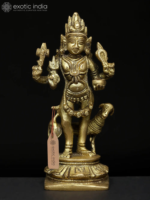 5" Bhairava Handmade Brass Statue for Pooja