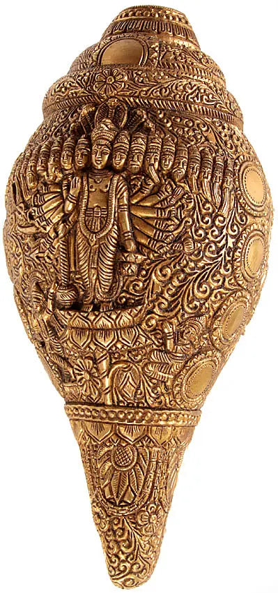 9" Vishvarupa Vishnu Conch Brass Wall Hanging Handmade