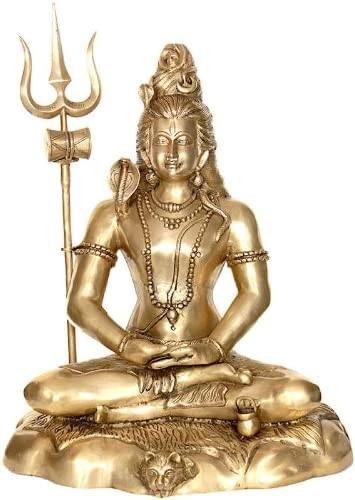 27" Large Mahayogi Shiva Brass Sculpture Ð Divine Home & Office Decor