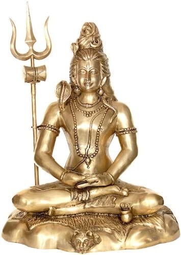27" Large Mahayogi Shiva Brass Sculpture – Divine Home & Office Decor
