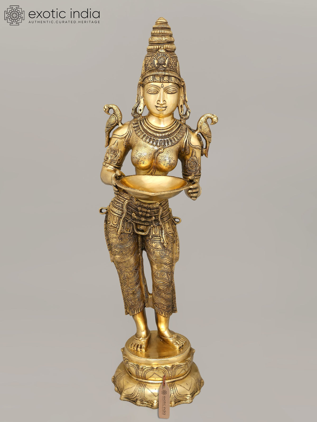 45" Deeplakshmi - Goddess of Prosperity and Abundance In Brass | Handmade