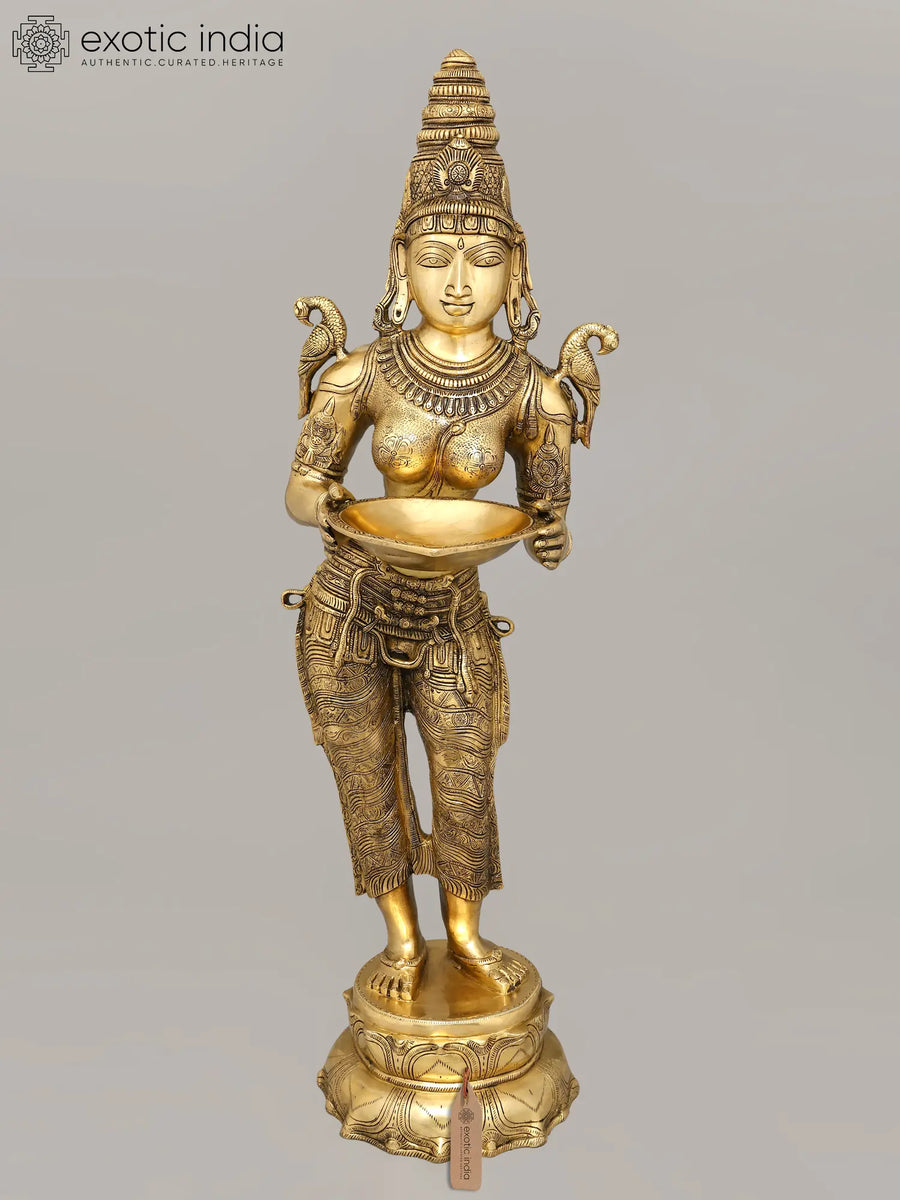 45" Deeplakshmi Brass Statue - Goddess of Prosperity Handmade