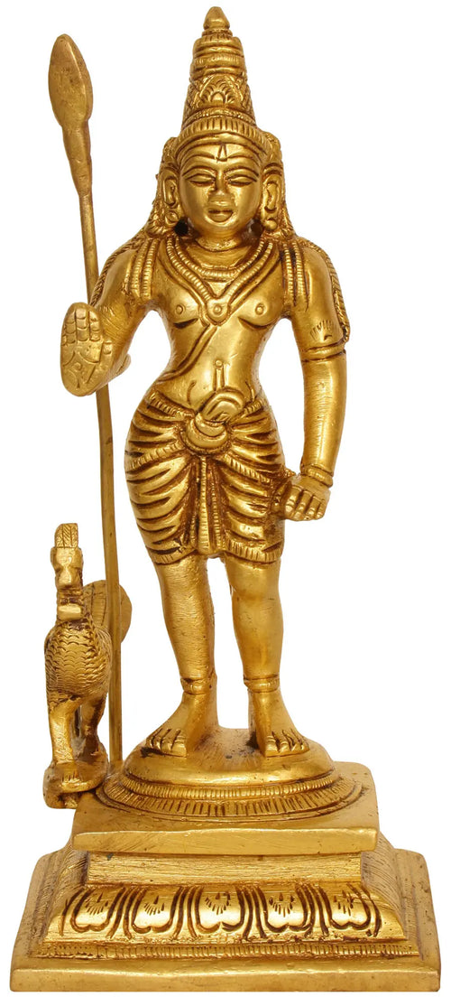 4" Brass Karttikeya Statue Handmade for Pooja