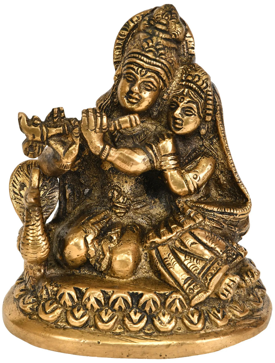 3" Radha Krishna Handmade Brass Statue