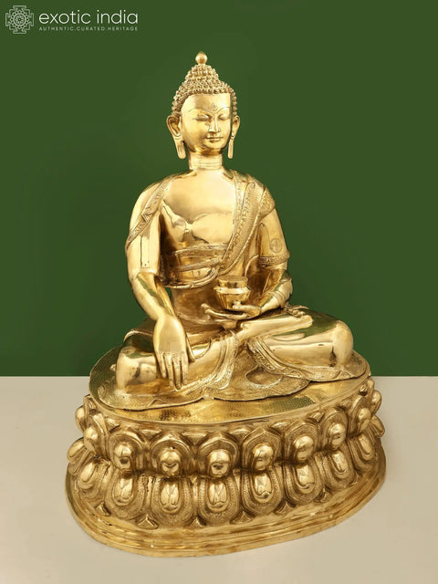 36" Padmasana Buddha in Bhumisparsha Mudra | Handmade Brass Idol