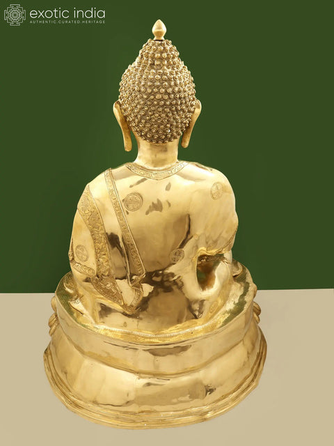 36" Padmasana Buddha in Bhumisparsha Mudra | Handmade Brass Idol