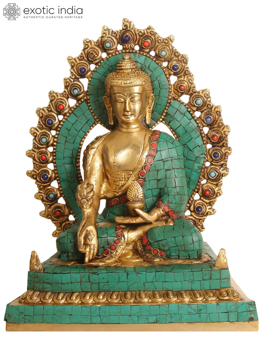 11" Handmade Bhaishajyaguru Brass Statue for Pooja