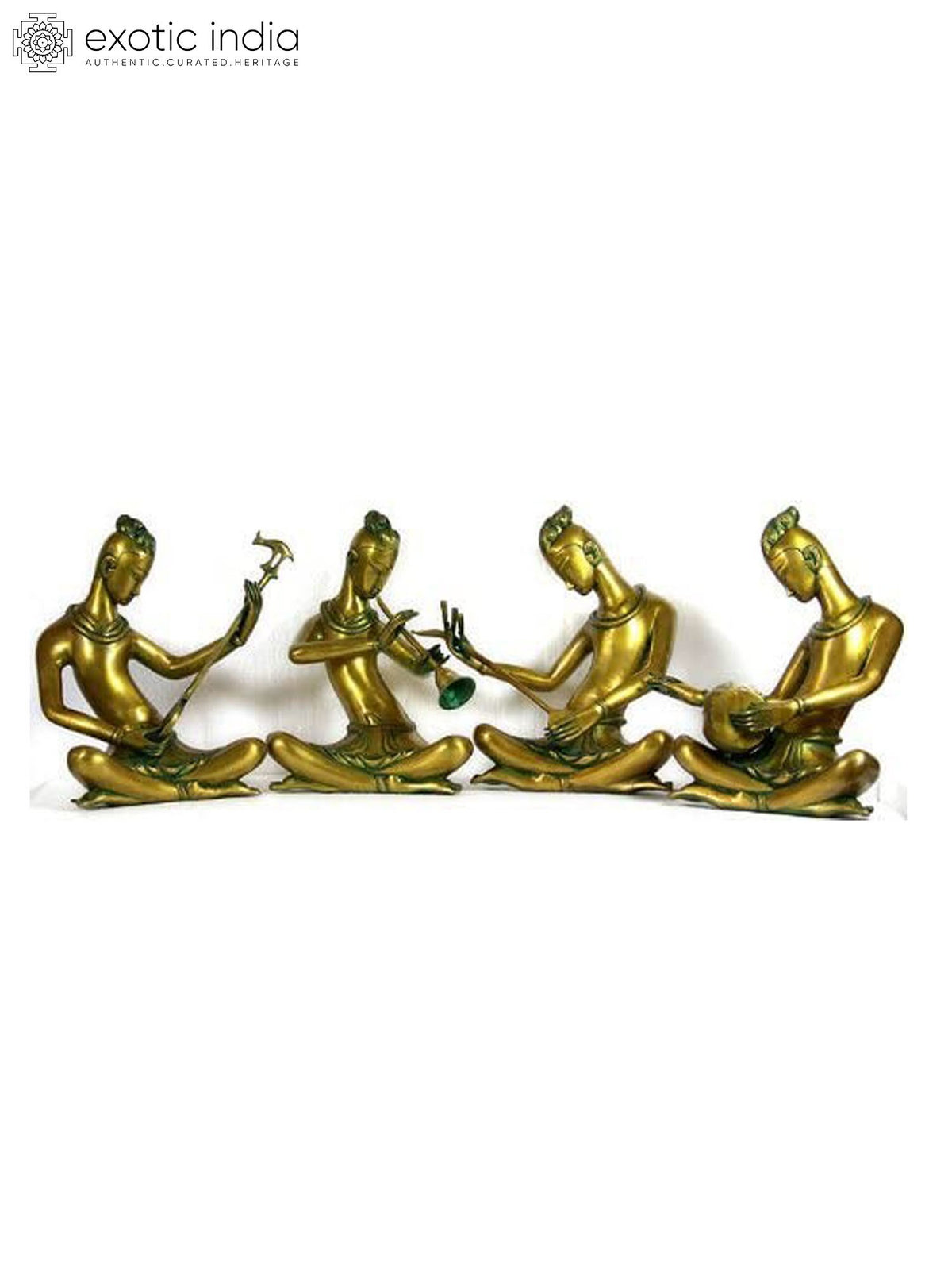 13" Brass Performing Musicians Handmade Sculpture Set of Four