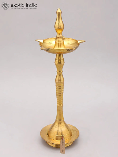 Auspicious Five Wick Brass Puja Lamp for Pooja