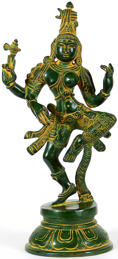 12" Dancing Ardhanarishvara Brass Statue - Handmade Shiva Shakti Idol