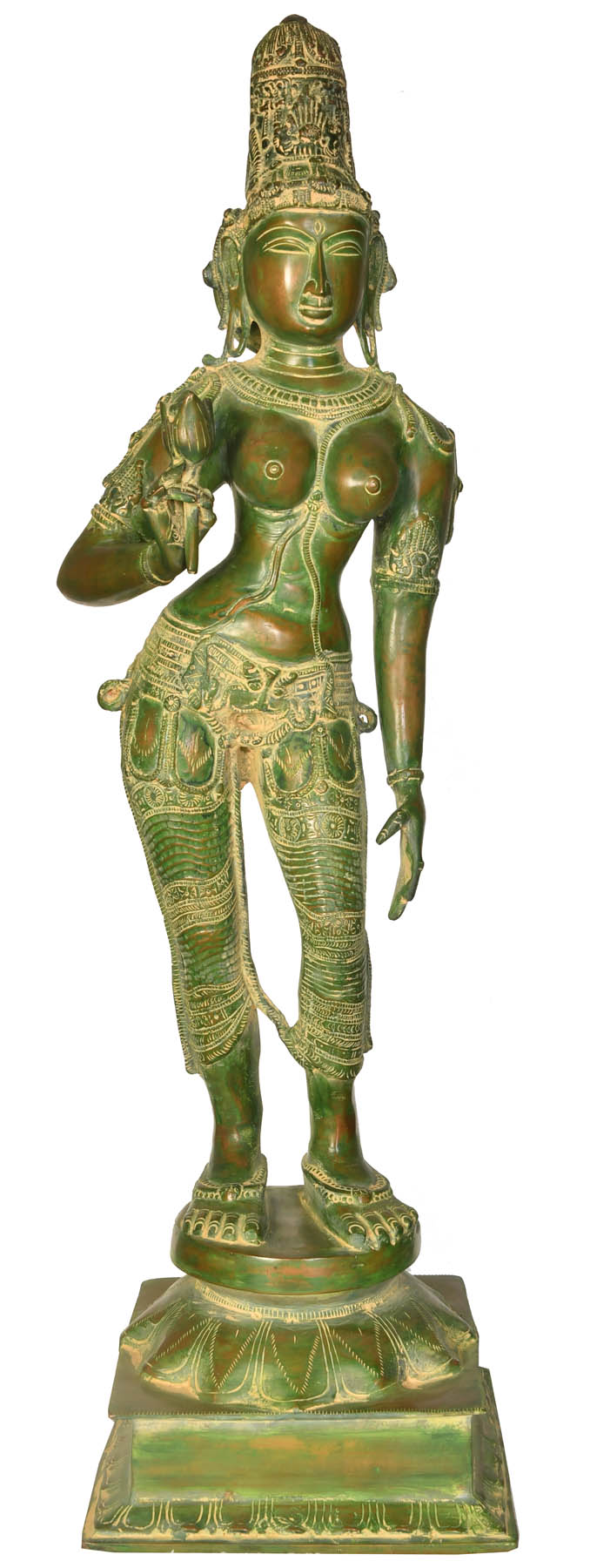 29" Standing Goddess Parvati Brass Statue Handmade