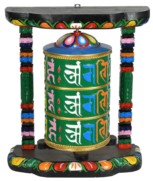 Tibetan Buddhist Prayer Wheel Brass Statue Handmade