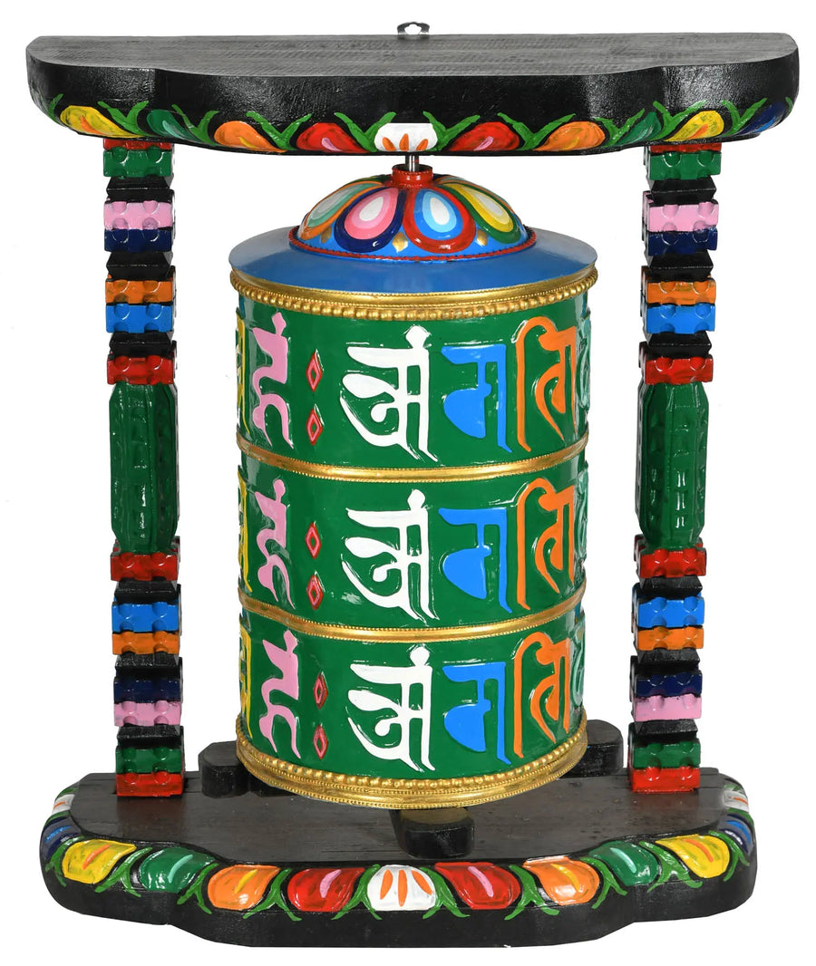 Tibetan Buddhist Prayer Wheel Brass Statue Handmade