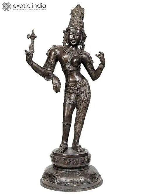 26" Ardhanarishvara Shiva Brass Statue Handmade