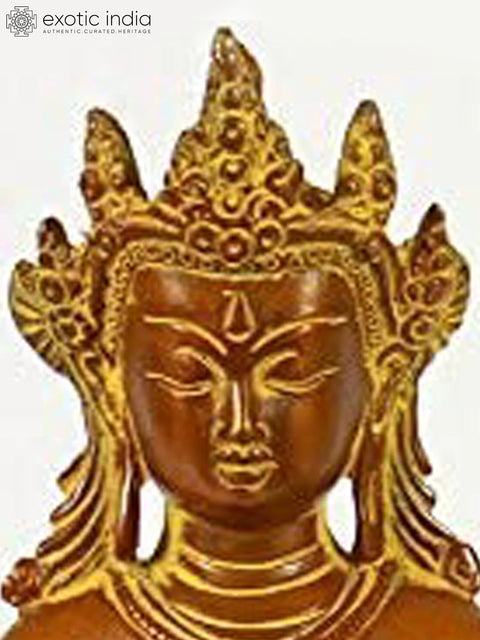 8" Tibetan Buddhist Crowned Medicine Buddha In Brass | Handmade | Made In India