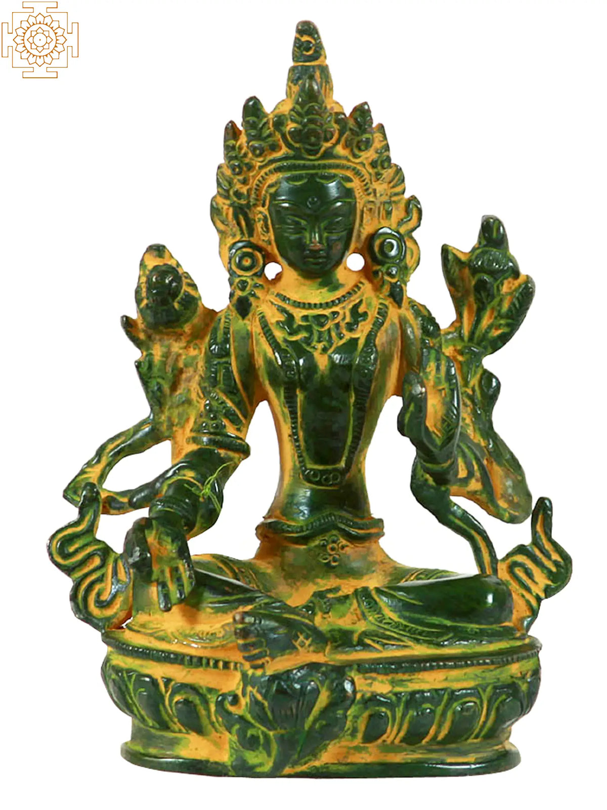 5" Green Tara (Tibetan Buddhist Deity) In Brass | Handmade | Made In India