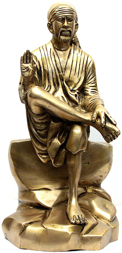 13" Sai Baba Handmade Brass Idol for Pooja