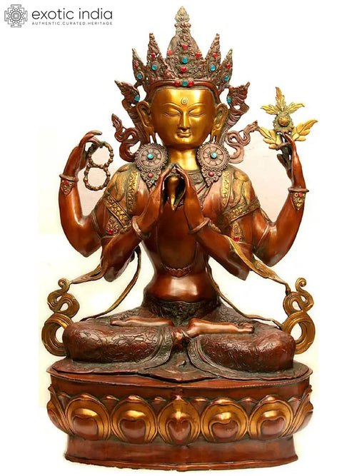30" Chenrezig Shadakshari Avalokiteshvara Brass Statue