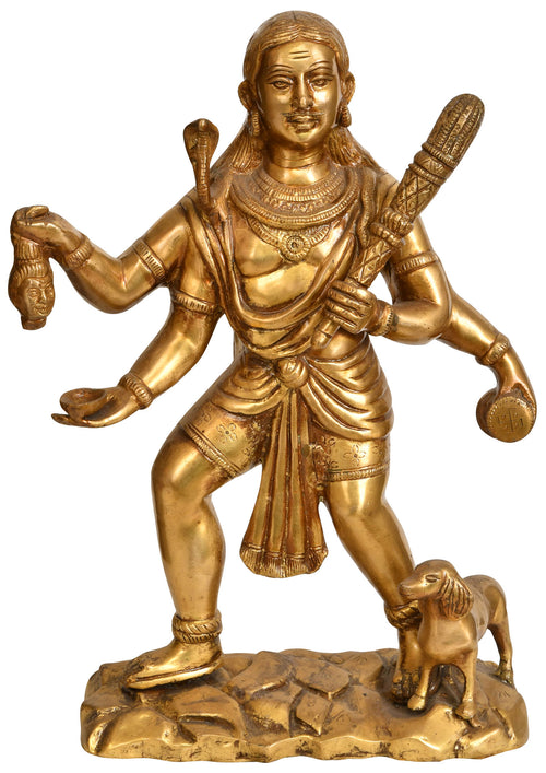 15" Batuk Bhairava Handmade Brass Statue for Pooja
