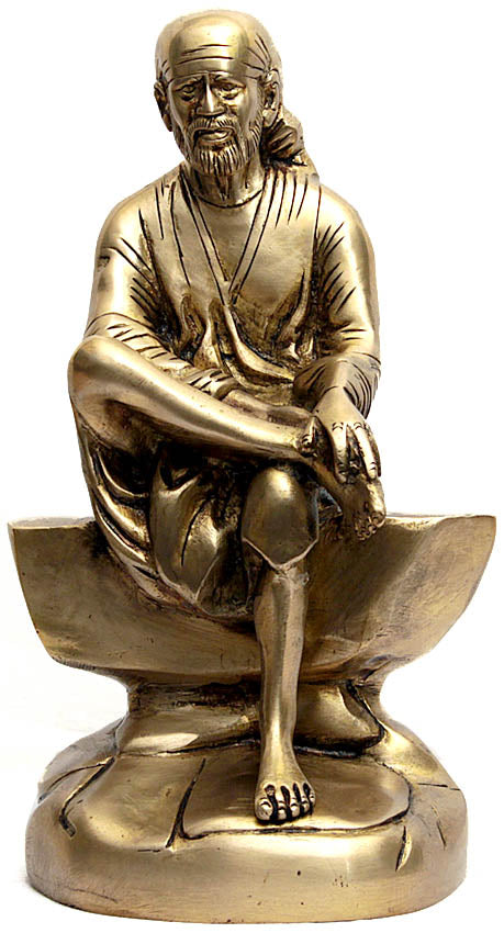 9" Shirdi Sai Baba Handmade Brass Statue for Pooja