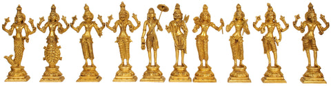 9" Dashavatara Idol: Ten Incarnations of Lord Vishnu | Handmade | Made in India
