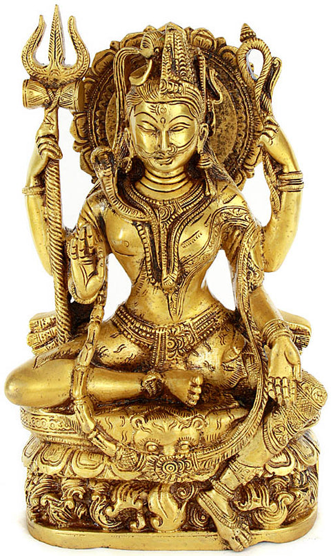 9" Shiva and Parvati (Ardhanarishvara) In Brass | Handmade | Made In India